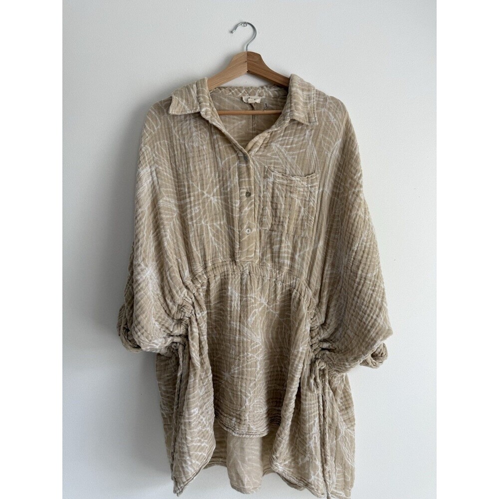 Elan Gauzy Cotton Button-Front Tunic | Size M | Made in India